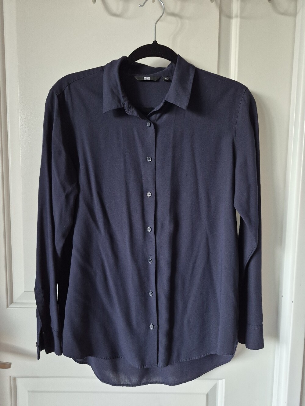 Uniqlo Women''s Navy Button-Up Shirt